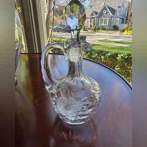 Vintage Cut Glass Cruet with Stopper